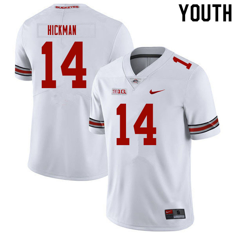 Youth #14 Ronnie Hickman Ohio State Buckeyes College Football Jerseys Sale-White